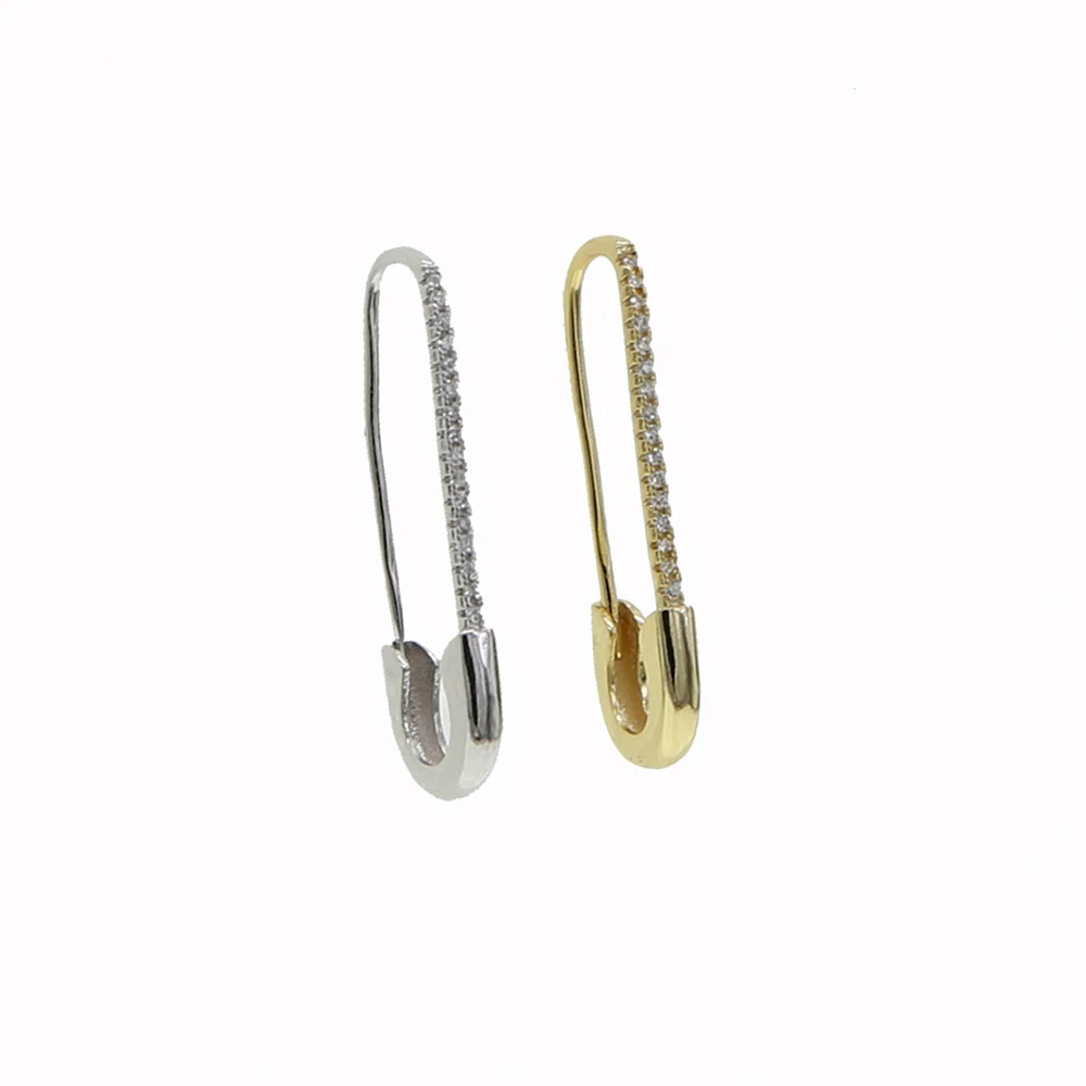 New Fashion Party Punk Personality Gold Color Safety Pin Puncture Hoop Earrings For Elegant Women Lady Delicate Tiny Jewelry