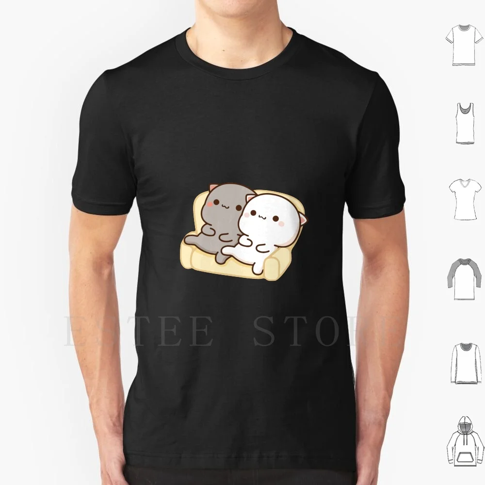 Camiseta Peach And Goma Mochi Cat Couch Potato de algodón para hombre, estampado DIY, Peach Cat Goma Mochi Cat Kitty, lindo, romántico, Kawaii
