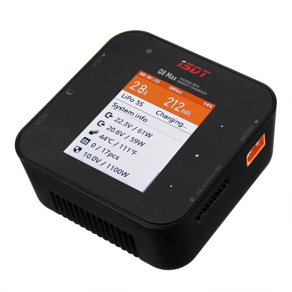 

ISDT Q8 Max BattGo 1000W 30A High Power Battery Balance Charger Discharger Power Adapter for 1-8S Lilon LiPo LiHV NiMH RC toys