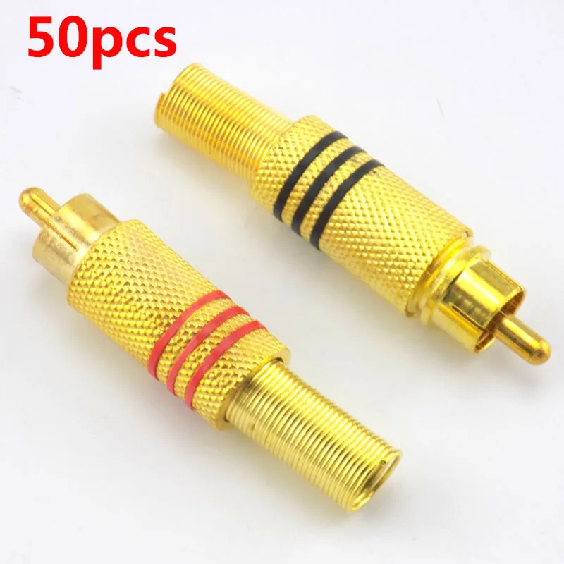 

50pcs Non Solder RCA Male Plug Connector Audio Video Locking Cable Plug Adapter for Video IP Camera CCTV Camera Security