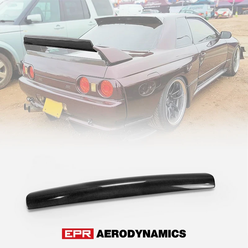 For Nissan R32 GTR FRD Type Carbon black Glossy Finished rear spoiler gurney flap accessories Exterior Body kit