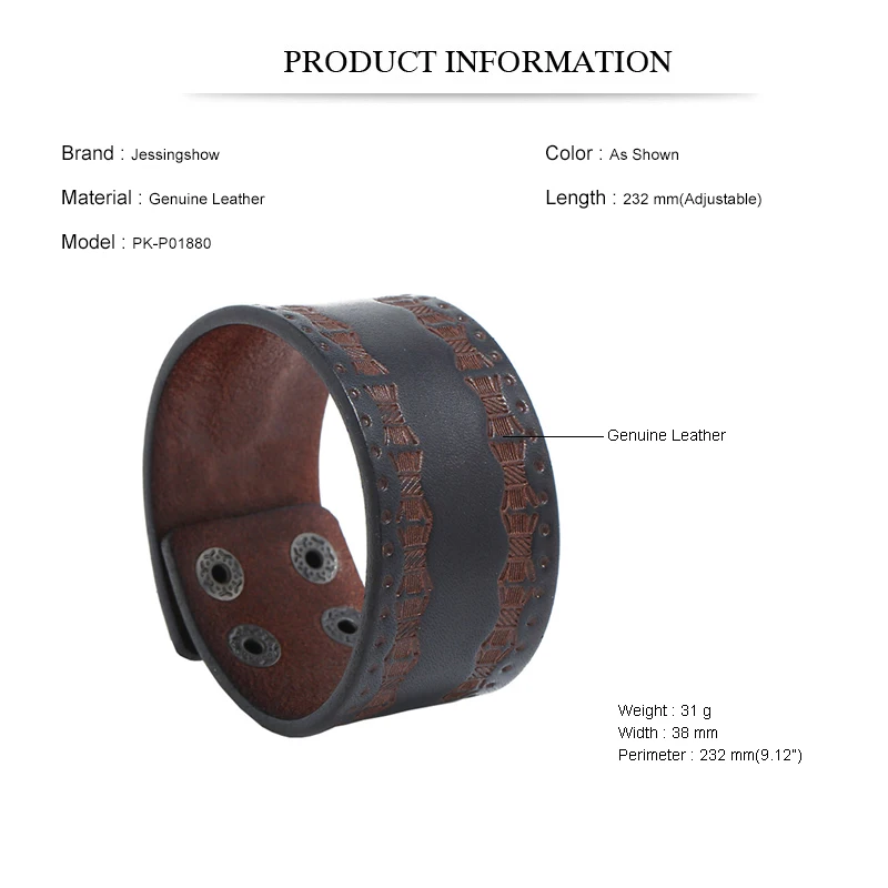 Retro Brown Wide Cowhide Bracelet Punk Style Genuine Leather Bangles Women Men Ethnic Wristband 2023 Fashion Jewelry