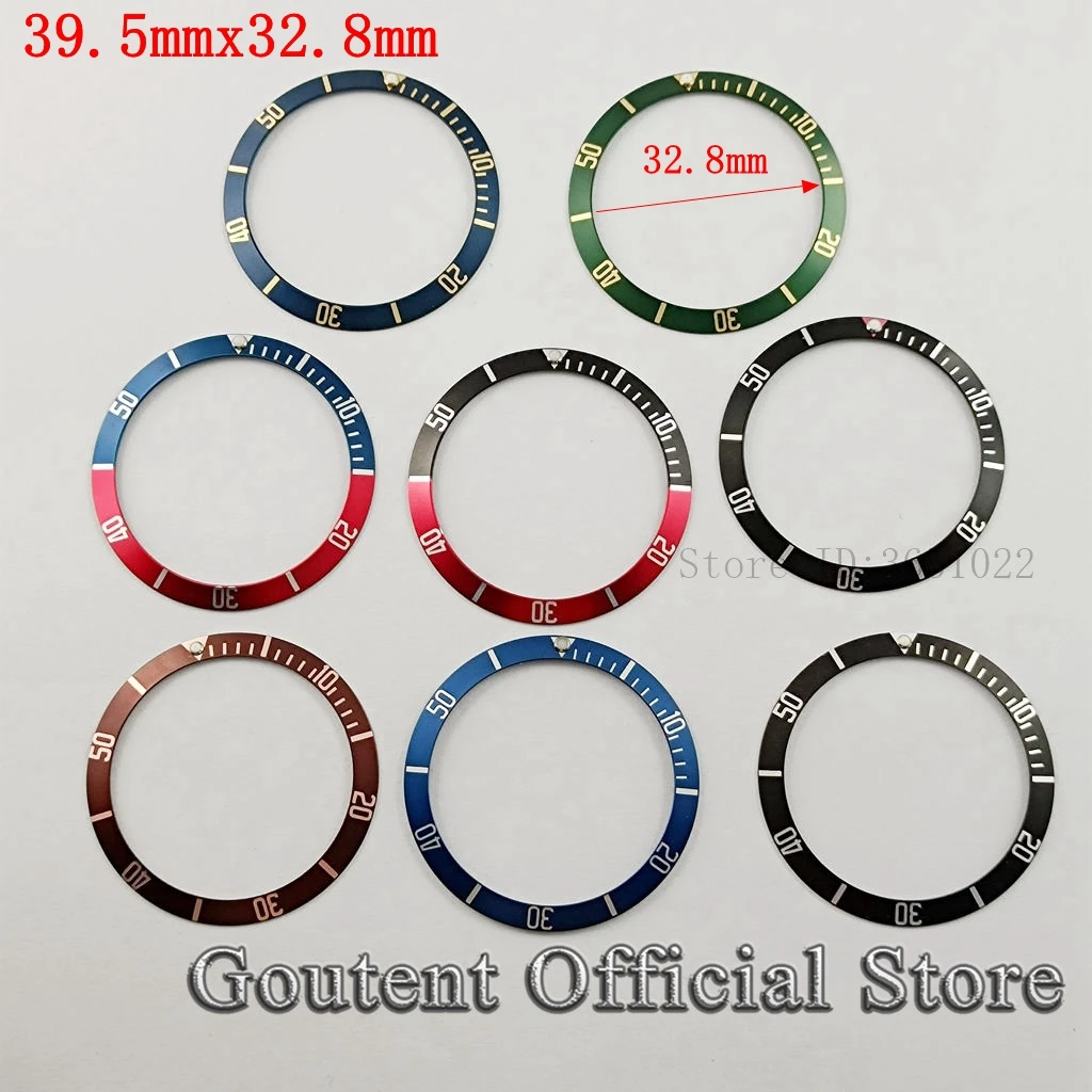 Goutent 39.5*32.8mm Aluminum Watch Bezel Insert Black/Blue/Green/Red Ring Fit For Automatic Watch Replacement Spare Parts