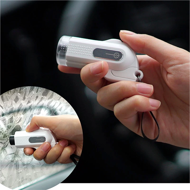 New Design Portable Push-Type Safety Hammer ABS Shell/Tungsten Steel Needle  Household Car Window Breaker With Ring Pull 2021 AA