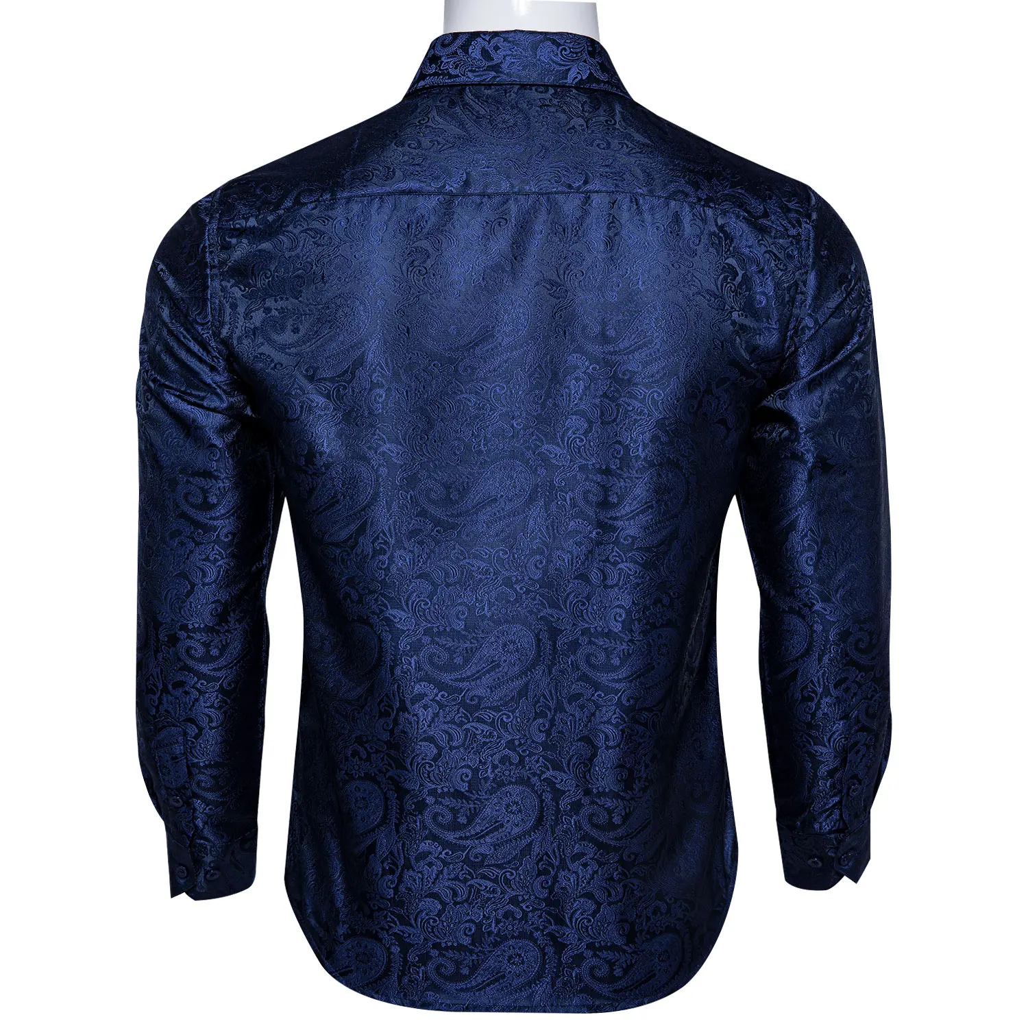 Fashion Royal Blue Paisley Men Shirts Business Formal Long Sleeve Slim Fit Social Shirts with Collar Pin Male Clothes DiBanGu