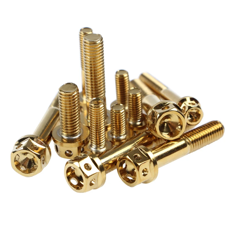 M6*10/15/20/25/30/35/45/45/50/55mm Hexagon Motorcycle 304 Stainless Steel Bolts Screw Gold Hexagon Socket Head Screws