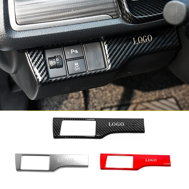 

ABS Matte/Carbon /red For Honda Civic 10th 2016 2017 Accessories Car Headlamps Adjustment Switch cover trim Sticker Car styling