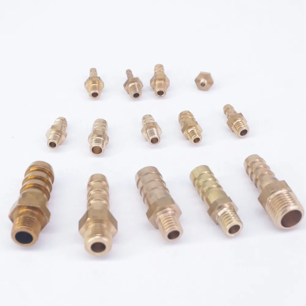 Manguera de latón de 5 piezas, conector macho de lengüeta BSP, M5, M8, M10, M12, accesorio de herramientas de 2,5mm a 10mm