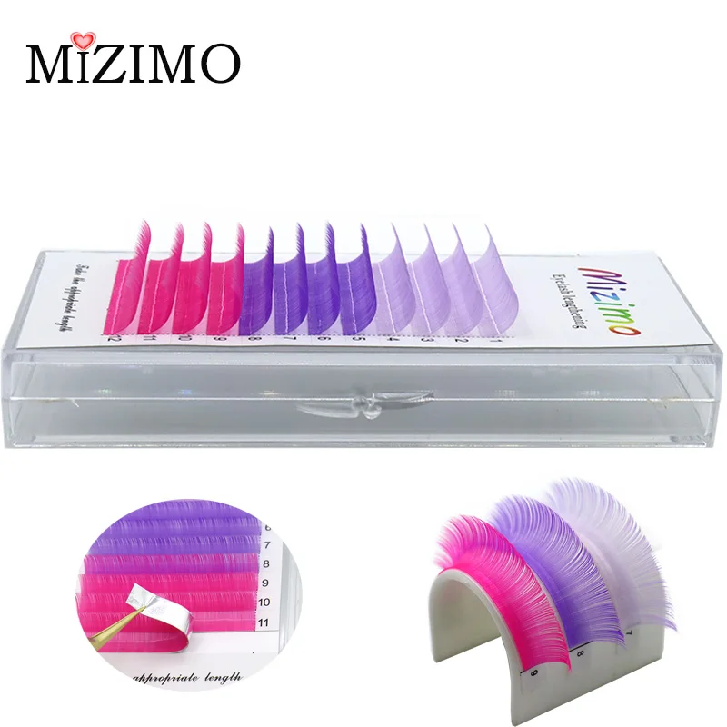 12 Rows of Color Grafted False Eyelashes, 8-15 mm, 0.07/0.10 mm, Three-color Mixing, Natural and Gentle Extension Makeup C/D.