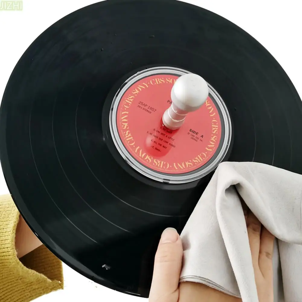 

LP Vinyl Record Cleaner Clamp Record Label Saver Protector Aluminum Handle Waterproof Acrylic Board Clean Tool