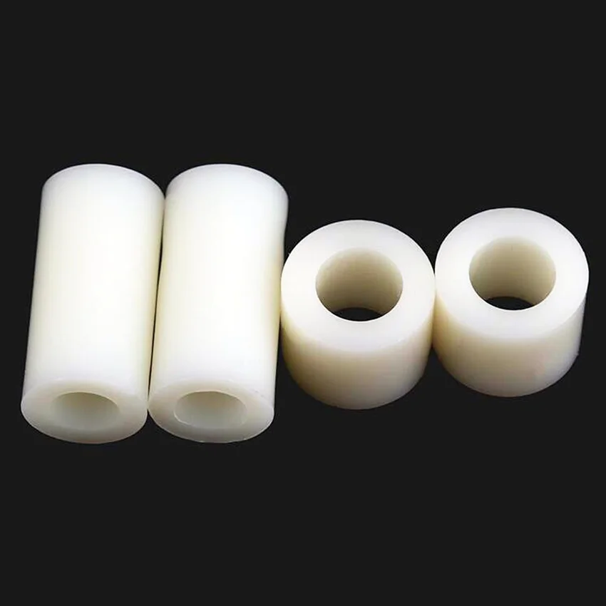 50Pcs M3 M4 M5 M6 M8 White Nylon Non-Threaded Spacer ABS Round Hollow Standoff Round Washer OD7mm-14mm PCB Board Screw Bolt