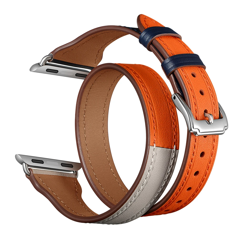 Leather Loop strap For Apple Watch Band 42mm 38mm 44mm 40mm Iwatch 5 4 3 2 1 Double Tour Wrist Strap Bracelet Watchband