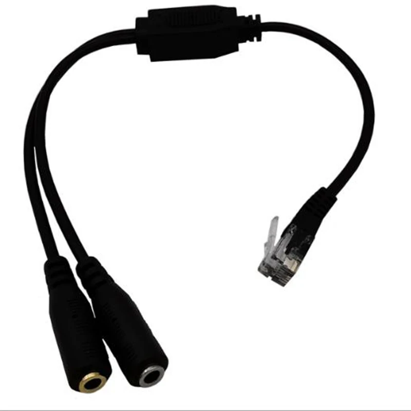 RJ9 Plug to 2 X 3.5mm Jack Convertor Cable for PC Computer Headset to Avaya 1600 9600 SNOM Yealink Phones 30cm