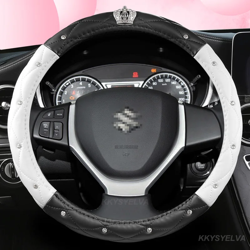 PU Leather Car Steering Wheel Cover 15 inch/38cm for Suzuki Swift Grand Vitara Ertiga SX4 Alto Ciaz Dzire APV S-Cross Ignis