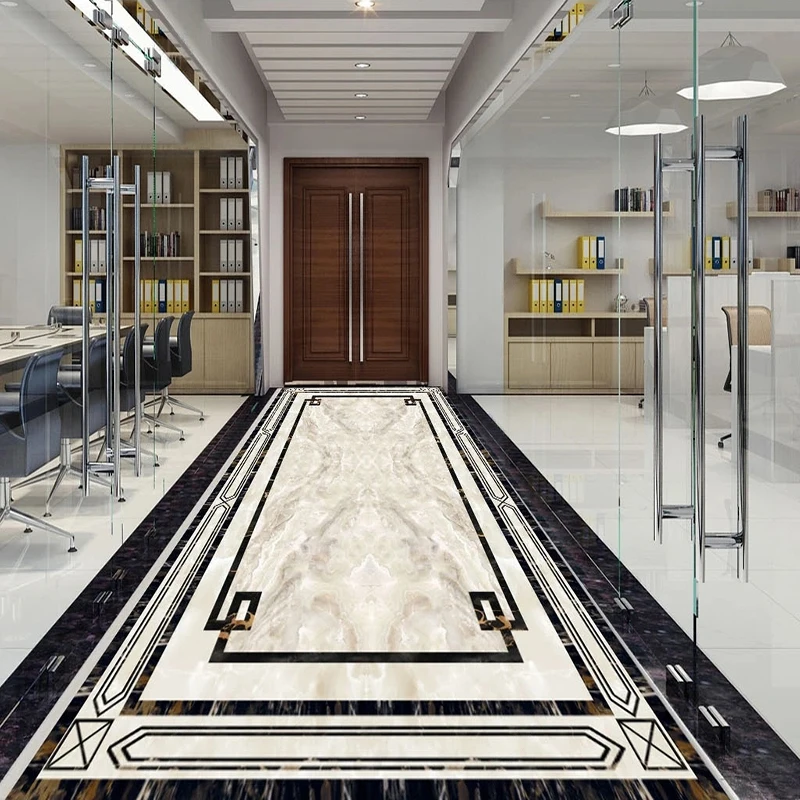 Custom 3D Floor Murals Marble Pattern Wallpaper Wear Non-slip Waterproof Thickened Self-adhesive Wall Painting For Kitchen Room