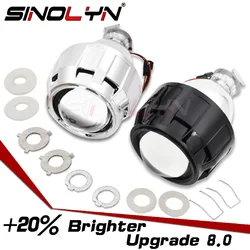 Sinolyn 2.5 Inch 8.0 Bi Xenon Lenses For H7 H4 9005 9006 Headlight 2 PcsMini Projector H1 Car Lights Motorcycle Car Accessories