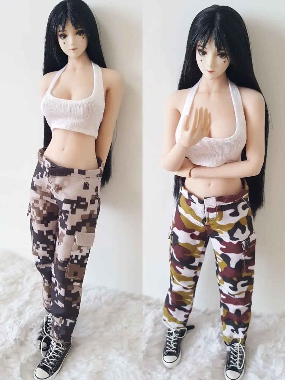 1/6 Scale Camouflage vest pants suit Female Soldier Underwear Clothes For 12inches Action Figures PH UD JO Body Toys