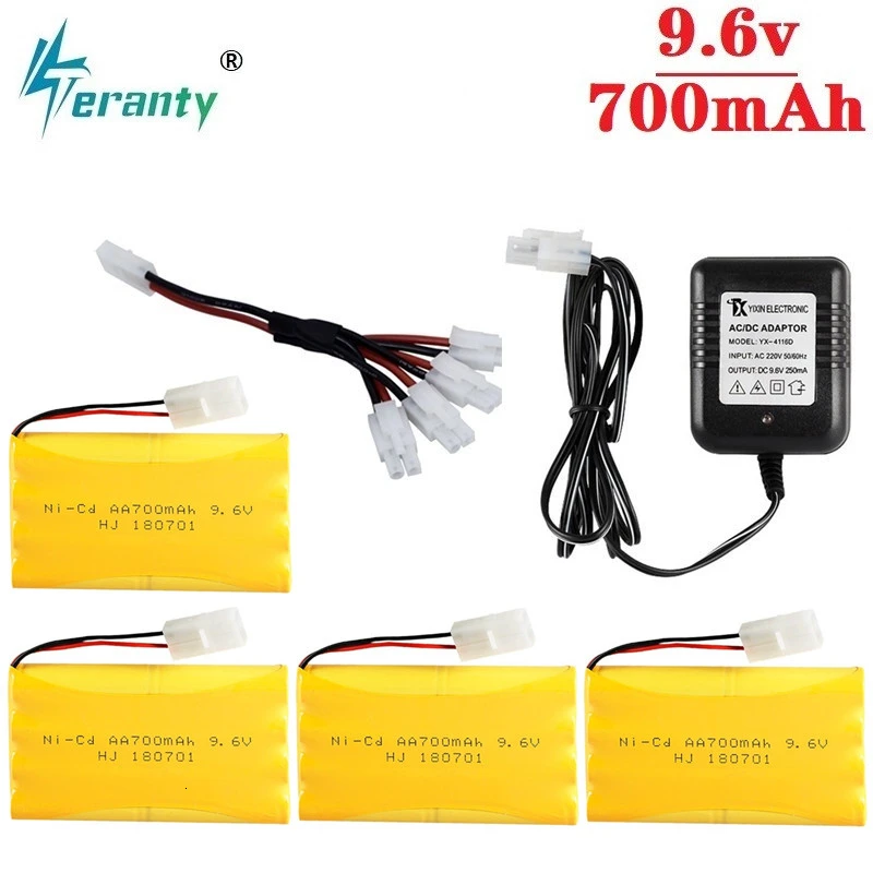 Upgrade 9.6v 700mah NiCD Battery + charger For Rc Toys Cars Tanks Trucks Robot Gun Boat AA Ni-CD 9.6v Rechargeable Battery Pack