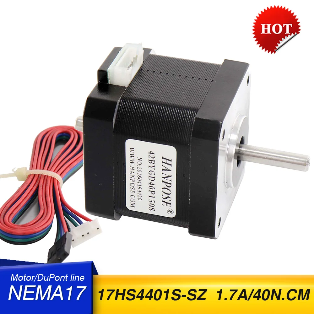 

Stepper Motor NEMA17 1.5A 40N.CM 17HS4401S-SZ 42 torque motor 4-lead for 3D printer Stage lighting double shaft stepper motor