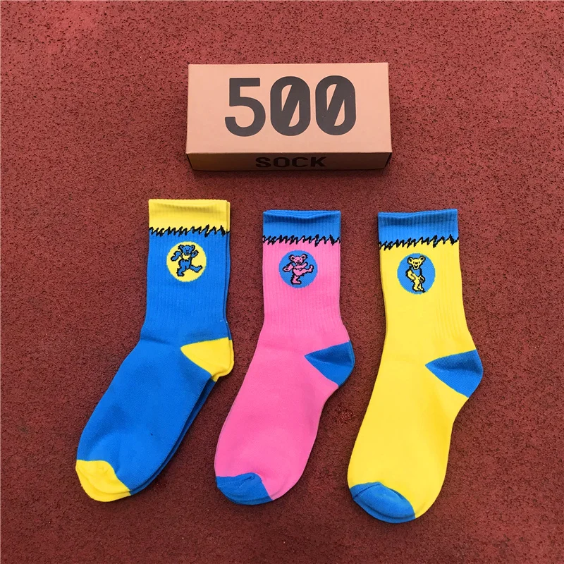 3 Pairs/Box Fashion Men and Women Fashion Personality Colorful SB Dunkl Dance Bear  Match Tidal Youth Socks Gift Pack