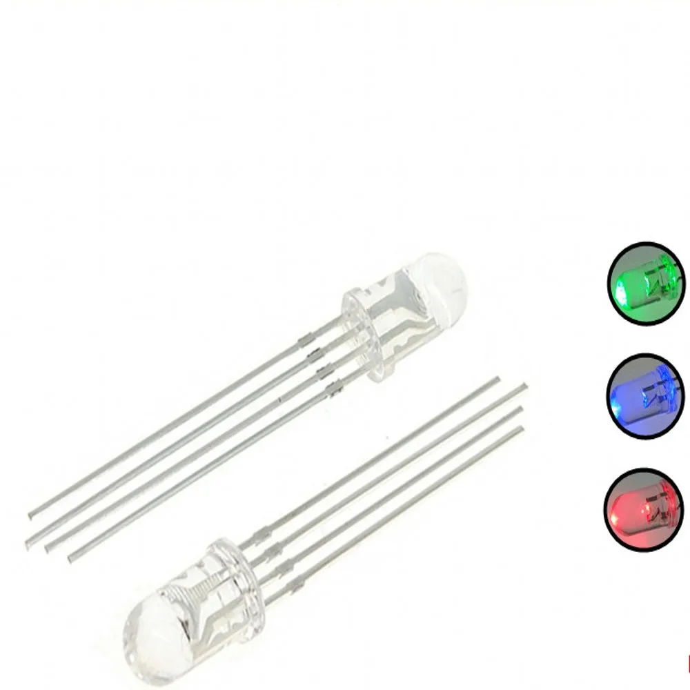 1000PCS 5mm full-color LED RGB red/green/blue Common Cathode/Anode Four feet transparent highlight color light F5 diode colorful