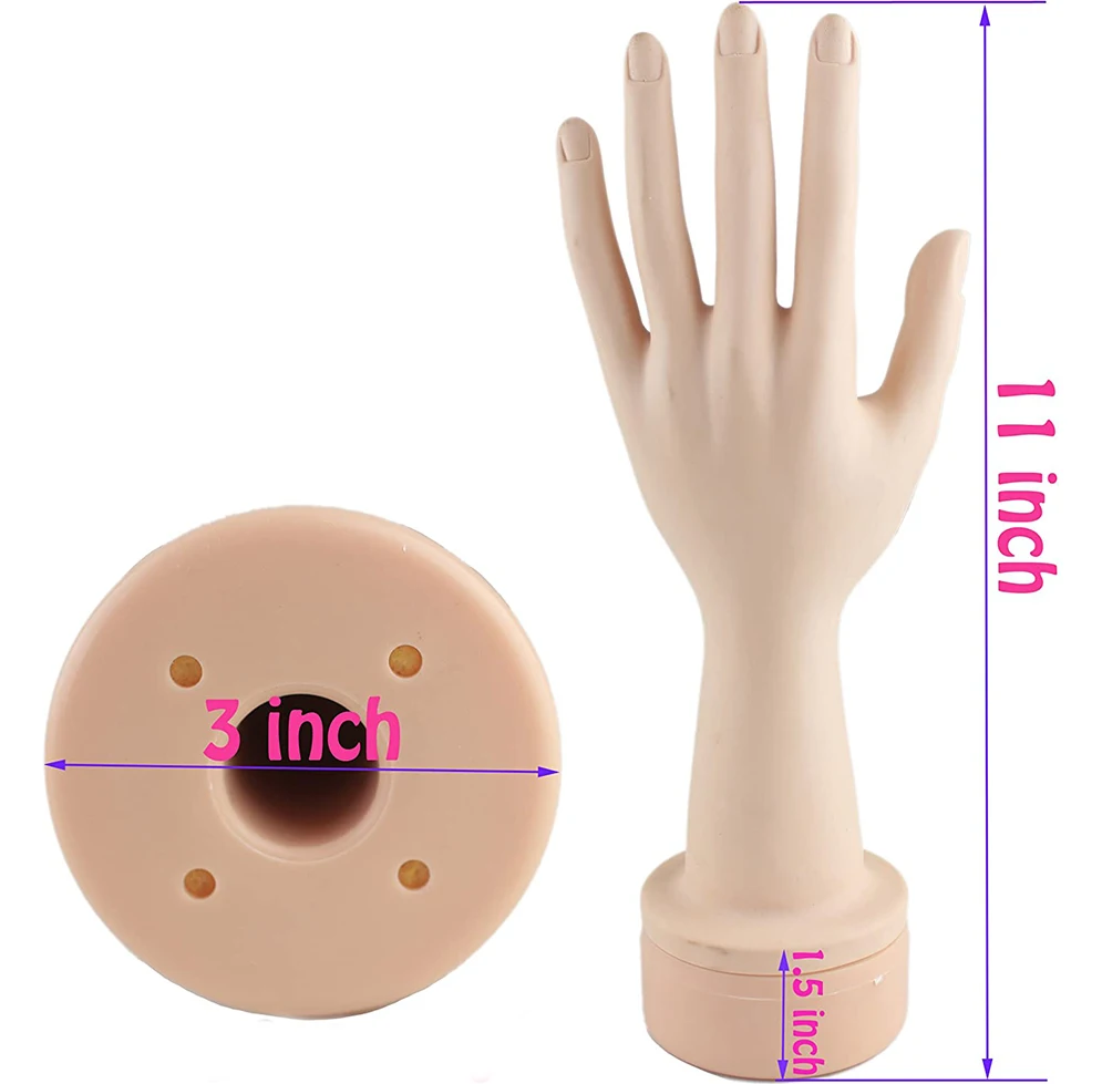 Maniquí Flexible para práctica de manicura, con dedos suaves, mano falsa