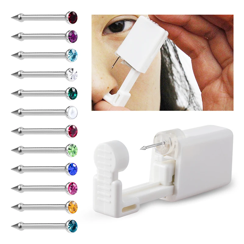 1 Unit Disposable Safe Sterile Piercing Unit For CZ Nose Studs Piercing Gun Piercer Tool Machine Kit Earring Stud Body Jewelry