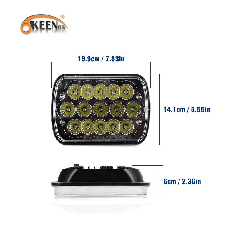 OKEEN Waterproof 7x6 5x7 LED Headlights High Low Beam DRL Headlamp For Jeep Wrangler YJ Cherokee XJ LED Work Light 105W Fog Lamp