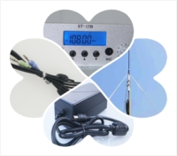 FM stereo broadcast transmitter GP antenna+cable+power supply kit 87--108mhz ST-15B 15w Radio