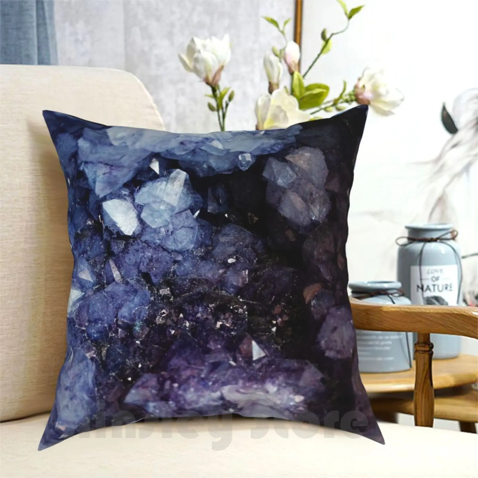 Geode Pillow Case Printed Home Soft DIY Pillow cover Crystal Blue Purple Amethyst Geode Sapphire Quartz Cool Trendy Tumblr