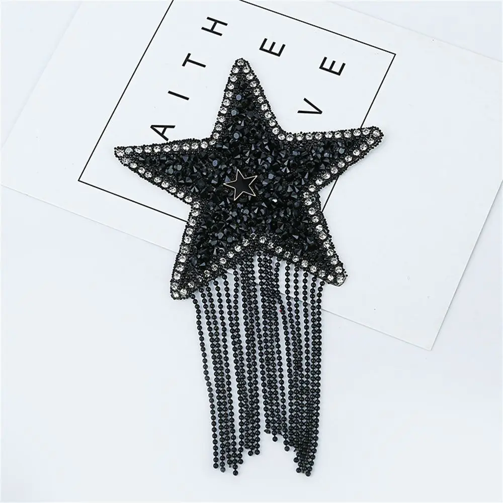 Five-pointed Star Pattern Sequined Sparkling Rhinestone Iron-on Patches Embroidery Clothes Appliques Clothing Accessaries