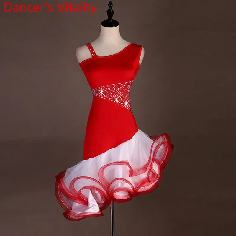 Women\'s Diamond Latin  Dance Sleeveless Tango Dance Dress Modern Dance / Cha Cha / Rumba Competition Dress