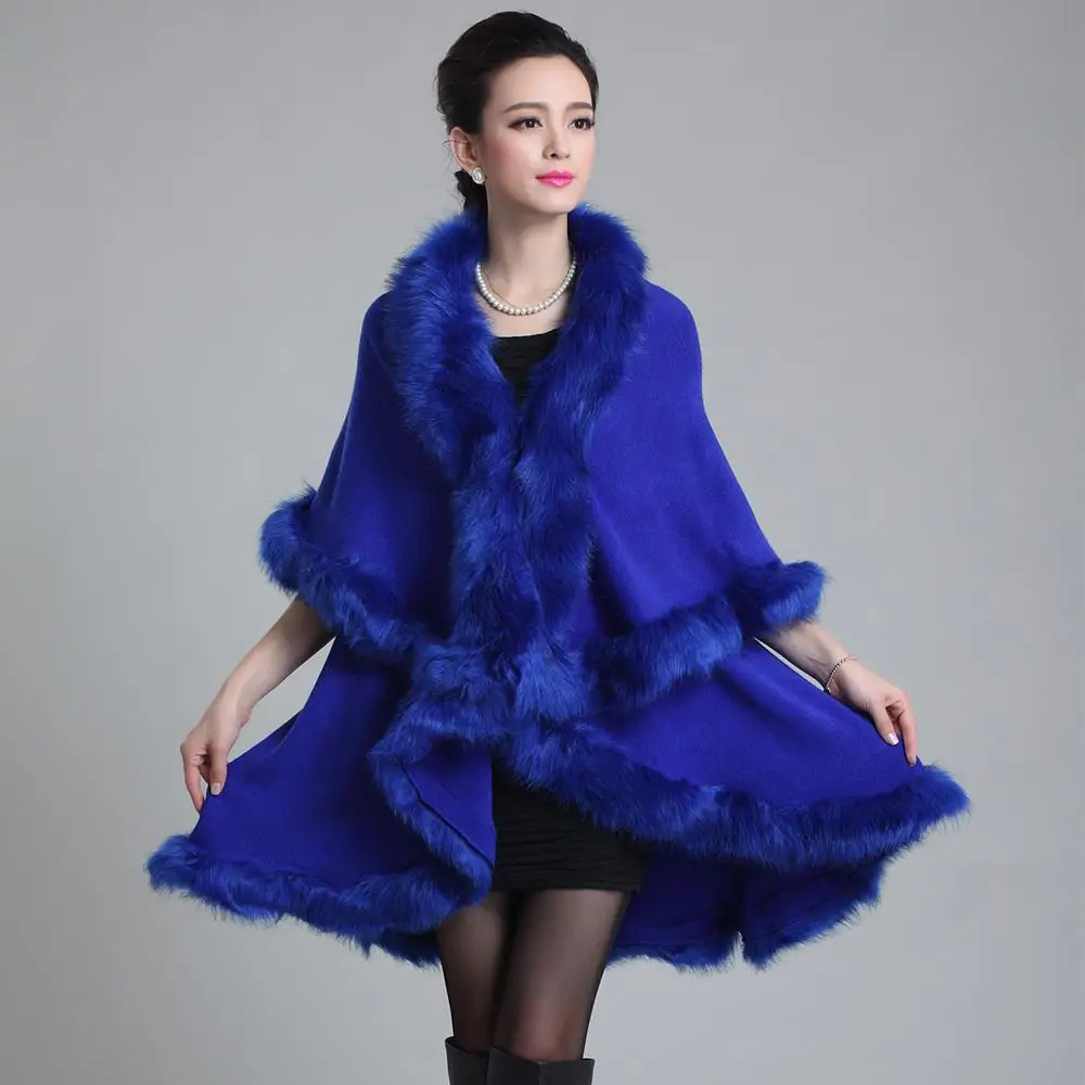 ใหม่แฟชั่นผู้หญิงเสื้อขนสัตว์ Faux สีดำสีขาวยาวขนสัตว์ Cashmere ผู้หญิง Poncho ถักเสื้อกันหนาวผู้หญิงผ้าพันคอ12สี