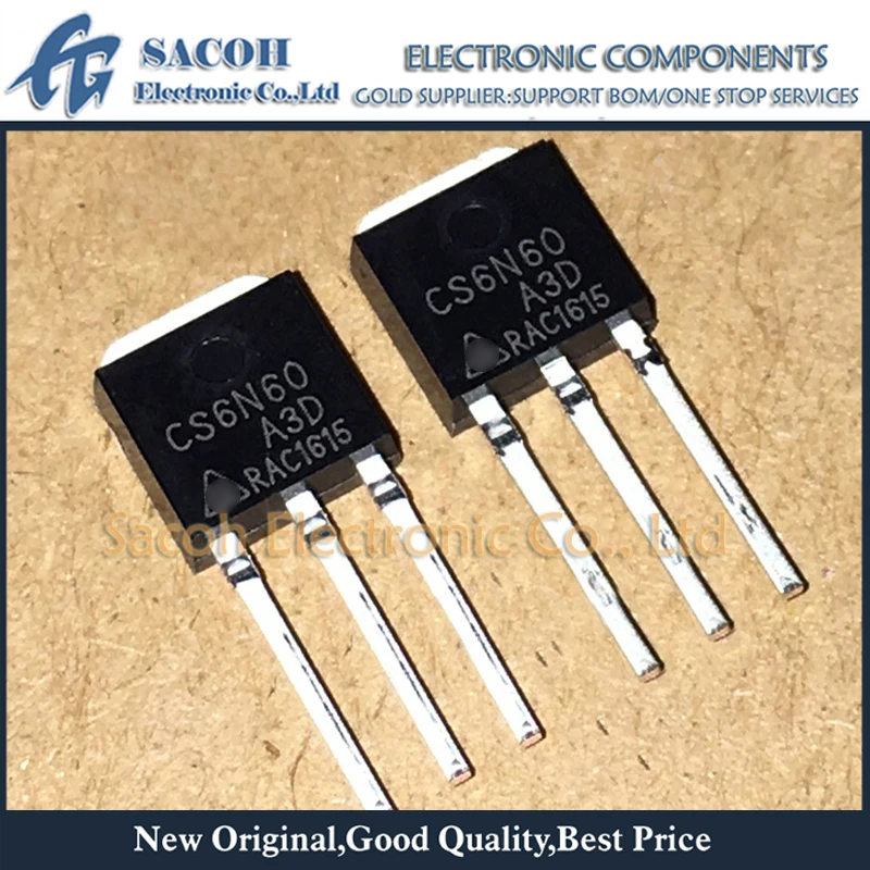 10Pcs CS6N60A3D 또는 CS6N60 또는 CS4N60A3HD 또는 CS4N60 TO-251 6A 600V 전력 MOSFET 트랜지스터