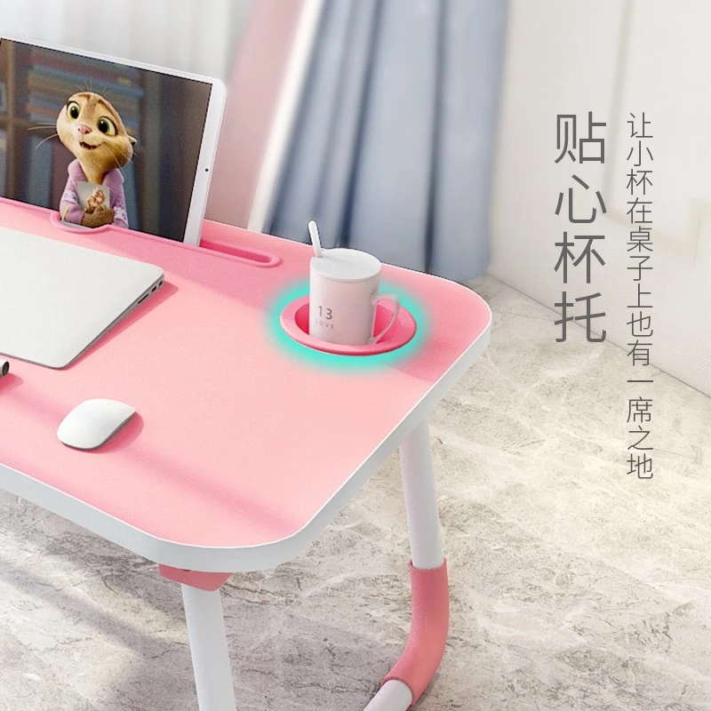   Portable Chic Computer Folding Table Simple & Cute Ideal Bedside Makeup or Small Game Table Easy Mobility Design