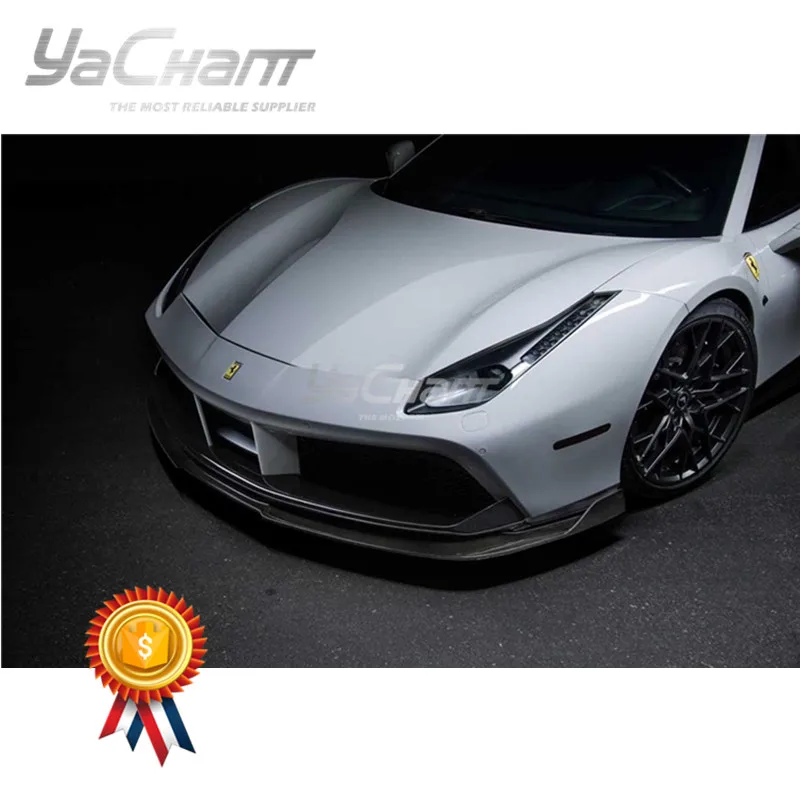 

Dry Carbon Fiber Front Bumper Splitter Fit For 2015-2019 F488 GTB VRS Diavolo Aero Style Front Lip Diffuser Spoiler DCF