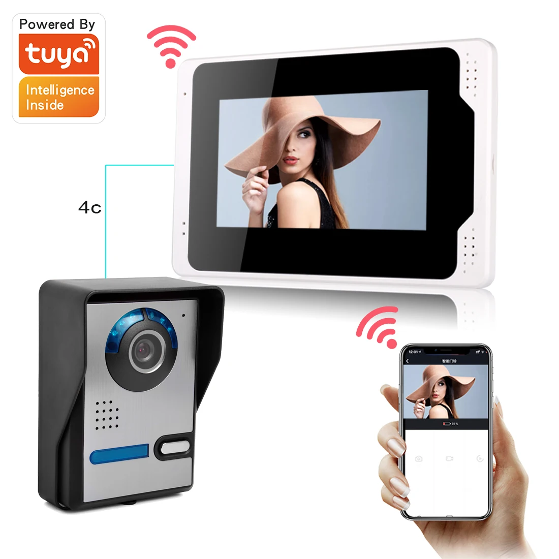 SYSD 1080P 7-Polegada WiFi Video Intercom TUYA Smart Home App Villa Apartamento Desbloqueio remoto sem fio One-on-One