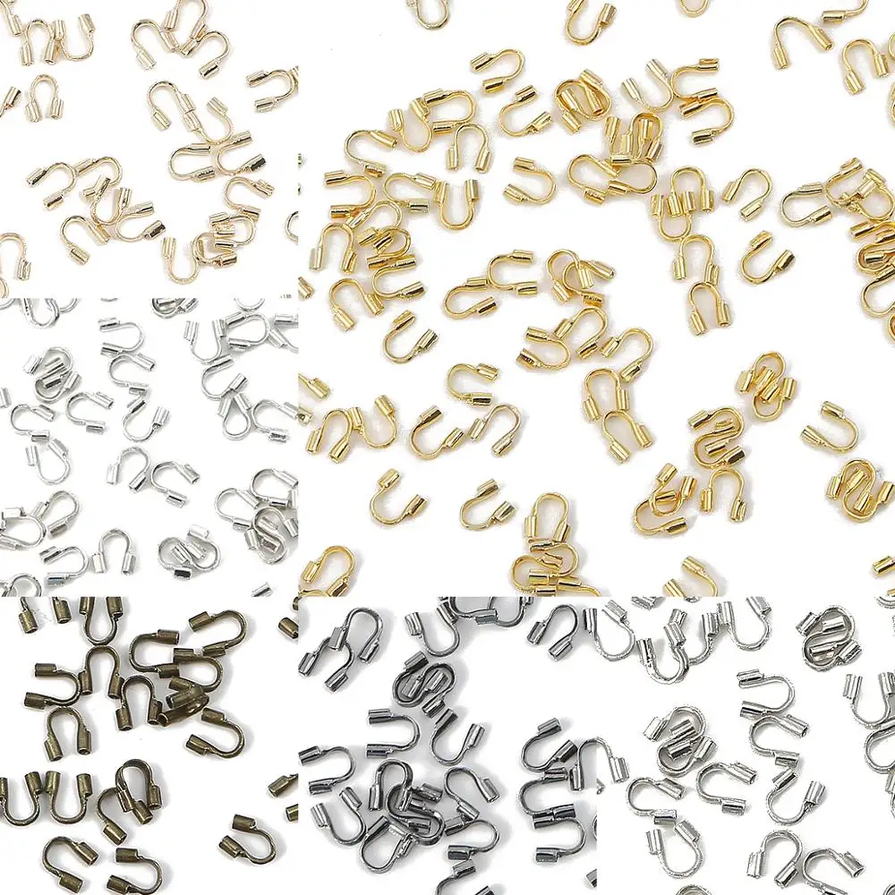 100pcs/lot 4mm Wire Protectors Wire Guard Guardian Protectors Loops U Shape Accessories Clasps Connector For Jewelry Making