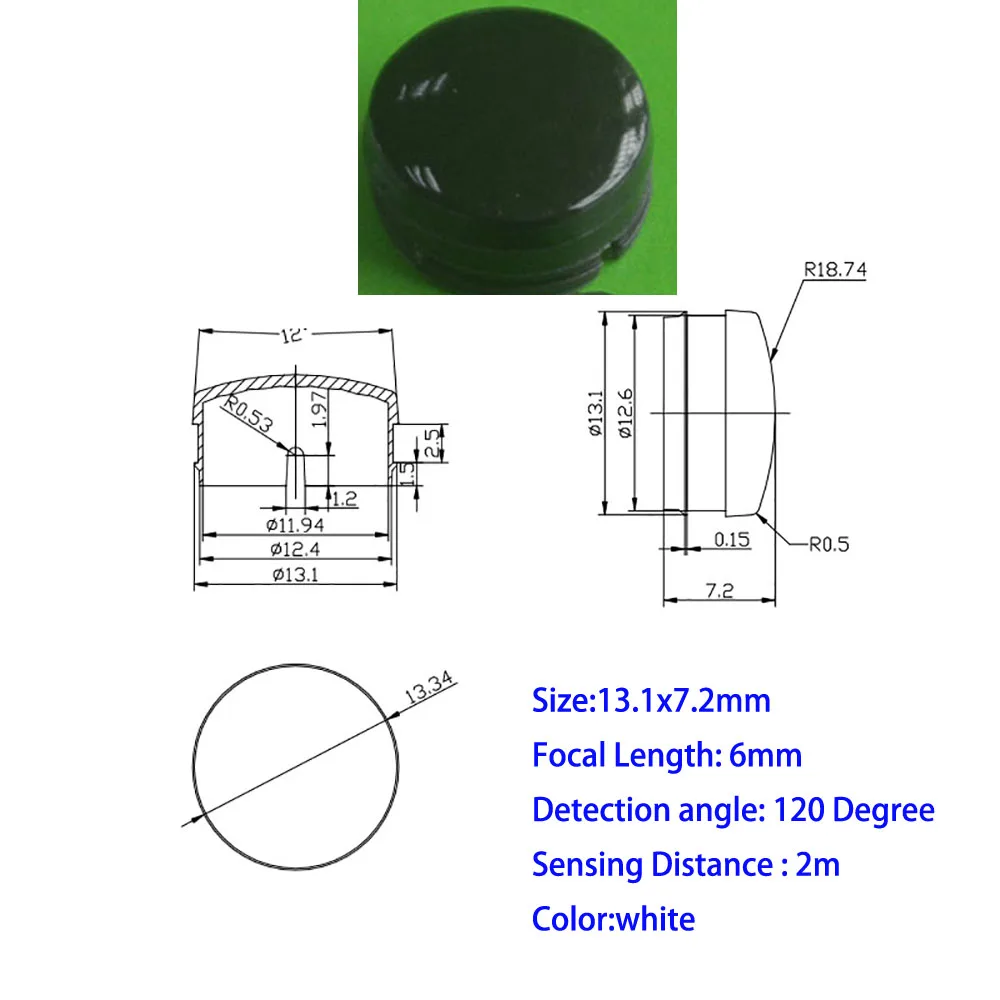 1pcs white infrared high sensitivity 10.1 13.1 23 mm PIR Fresnel lens