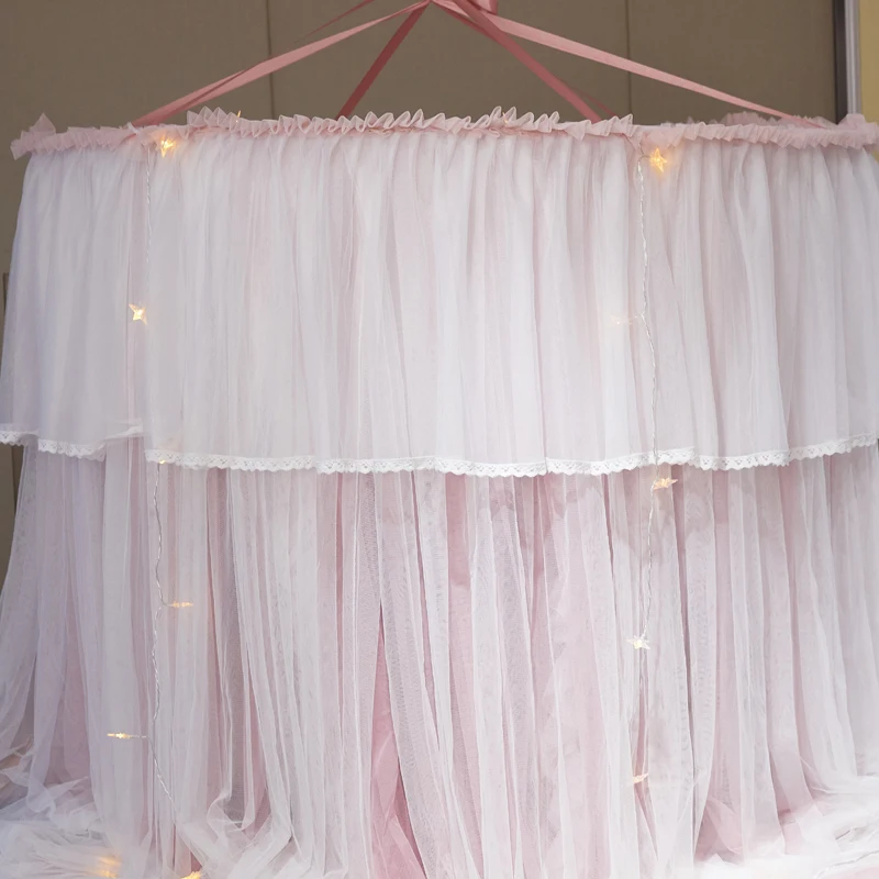 Hanging Dome Mosquito Net Bed Canopy Romantic Double Layer Yarn Bed Valance Anti-mosquito Home Textiles Decor Bedcover Curtain
