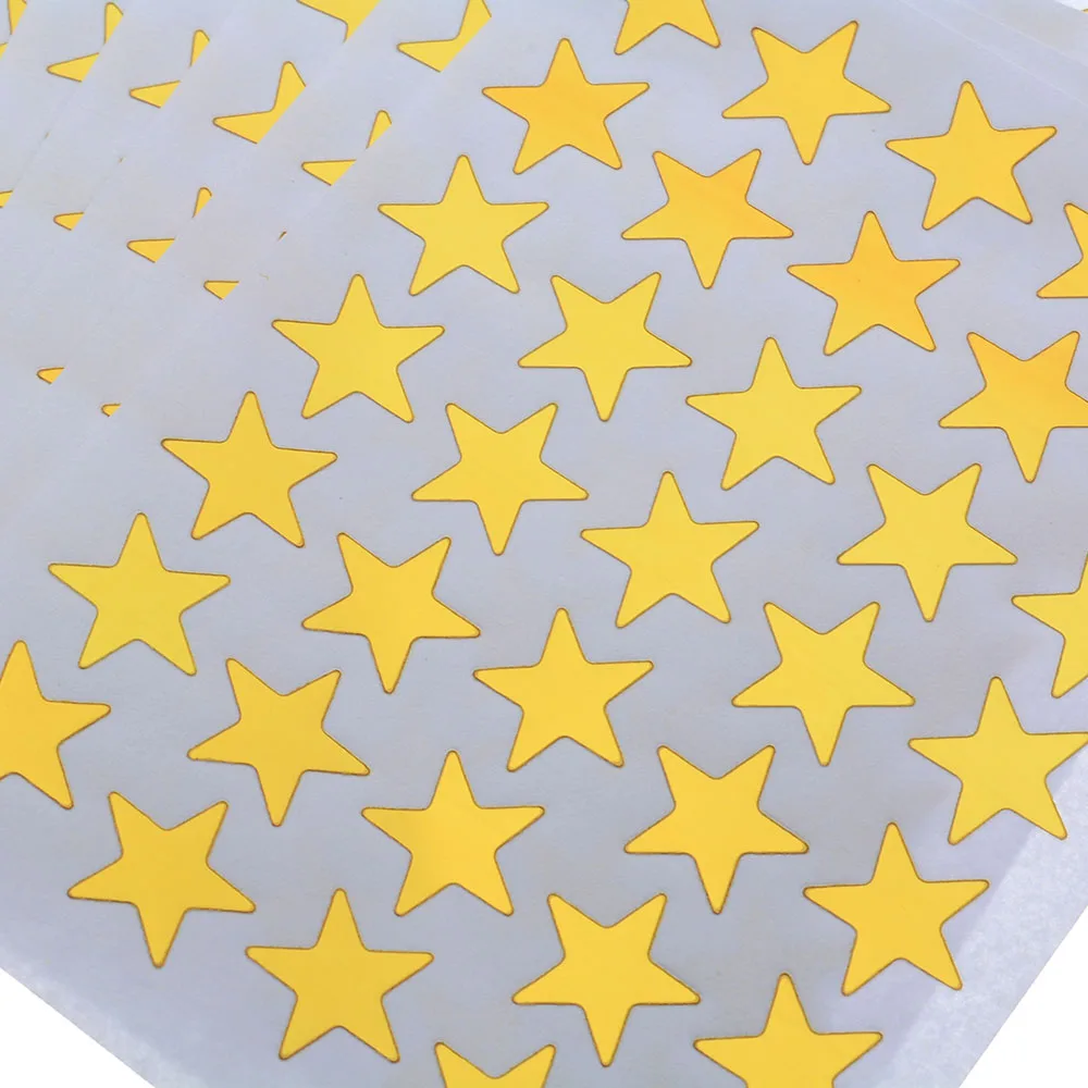 350PCS/bag Child Gilding Reward Flash Sticker Teacher Praise Label Award Five-pointed Star Gold Sticker Self-adhesive Sticker