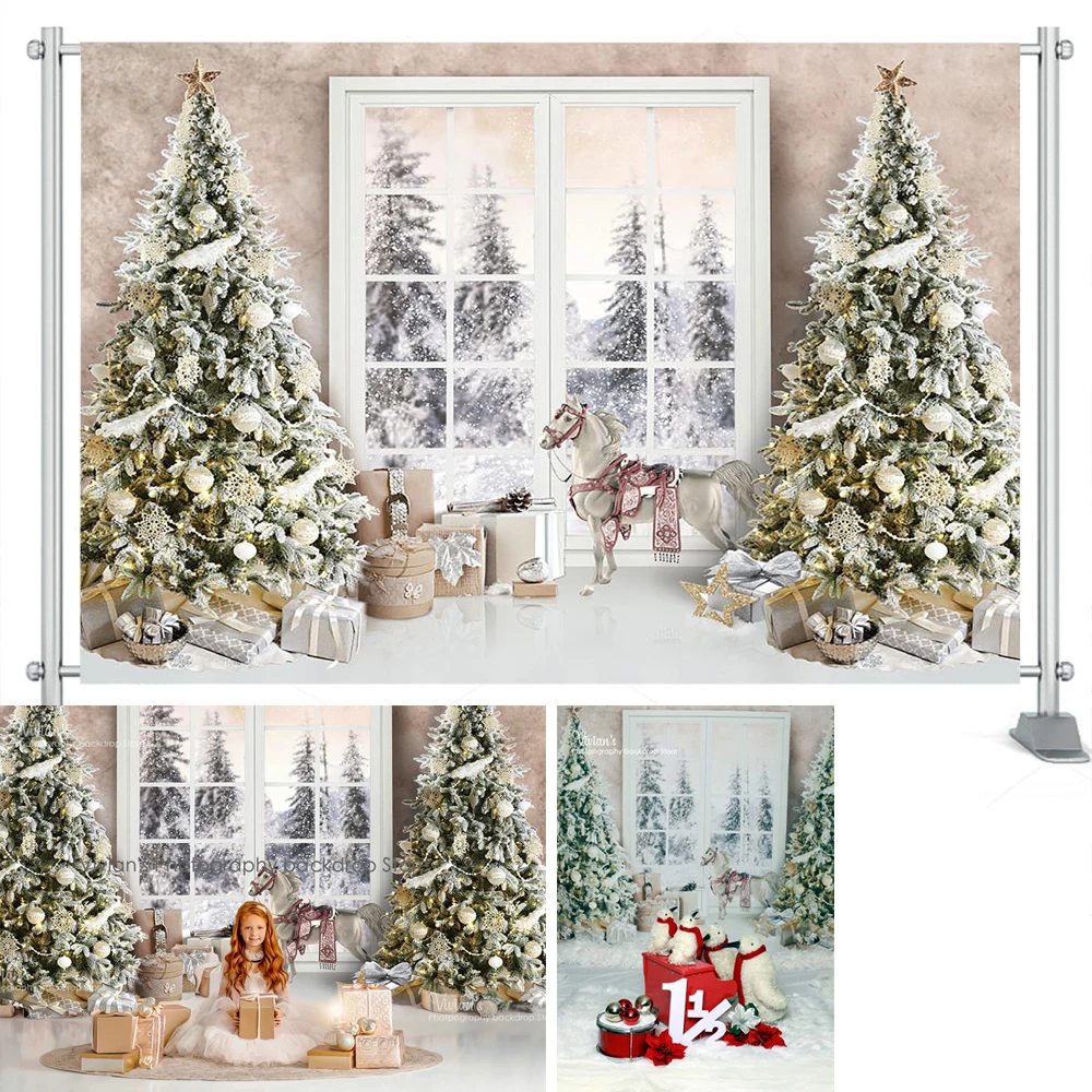 Christmas Photography Backdrop Kids Baby Photo Props Family Portrait Snowy Scene Child Photostudio Banner Festival Background