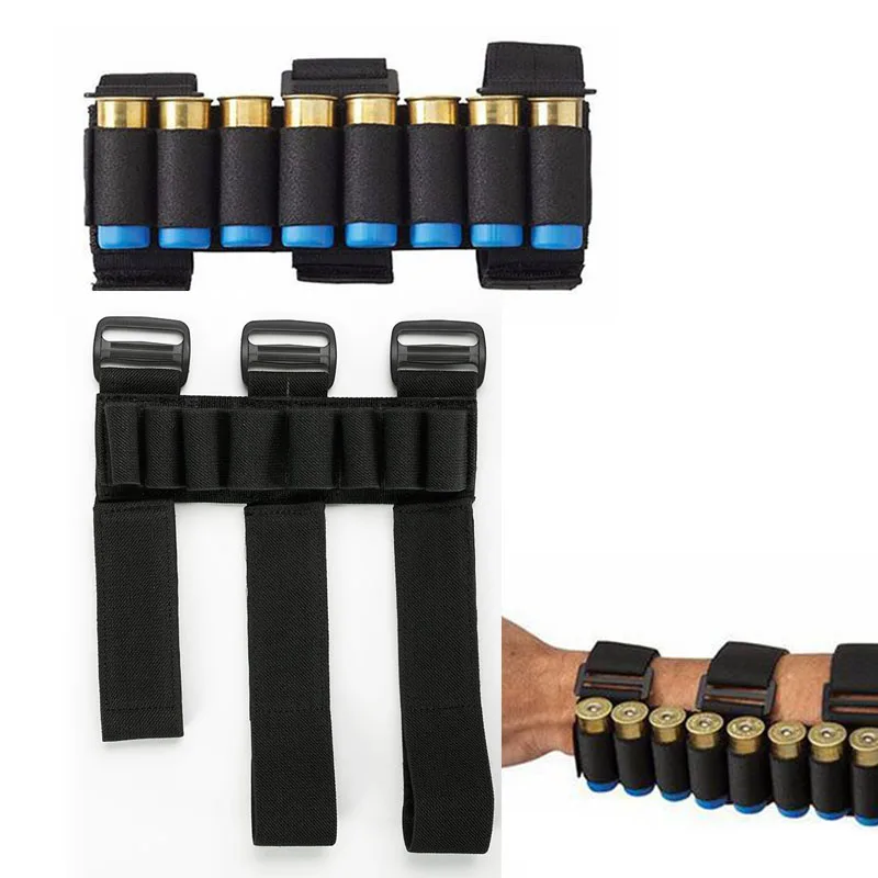 8 Rounds Cartridge Ammo Bag Rifle 12/20 Gauge Buttstock Shell Shotshell Holder Arm Pouch Bandolier Sleeve Mag Bag