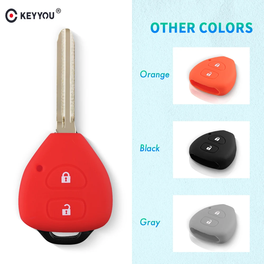 KEYYOU 2 Buttons Silicone Key Shell For TOYOTA Corolla Hilux Vitz Rav4 Aqua Camry Land Cruis Car-styling Remote Key Case Cover