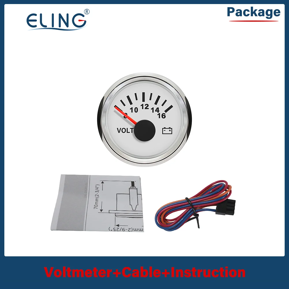 ELING 52 مللي متر مقاوم للماء IP67 (الرقمي) الفولتميتر الجهد متر 8-16 فولت 16-32 فولت (8-32 فولت) للسيارات قارب يخت RV دراجة نارية مركبة