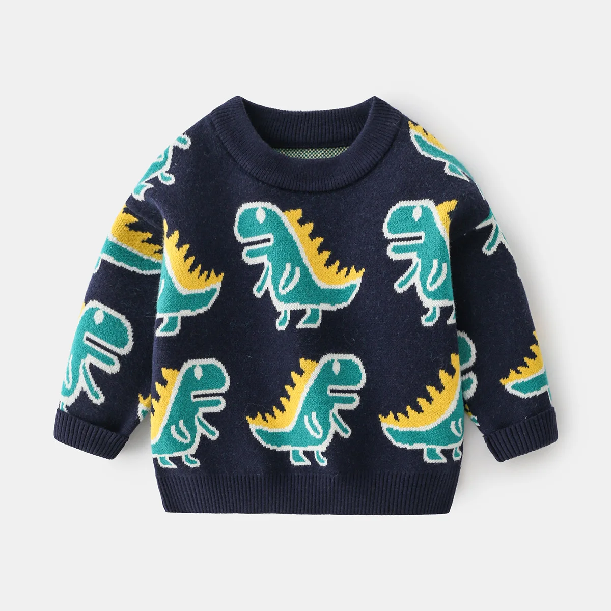 New 2020 Kids Children Pullover Sweater Autumn Winter Boys Cute Cartoon Dinosaur O-neck Knitted Jumper Sweaters Tops Clothing