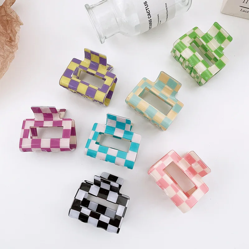 Vintage Claw Clip for Women Acetate Hair Clip Elegant Colorful Plaid Hair Claw Girls Hair Accessories Hair Barrettes Hair Clips