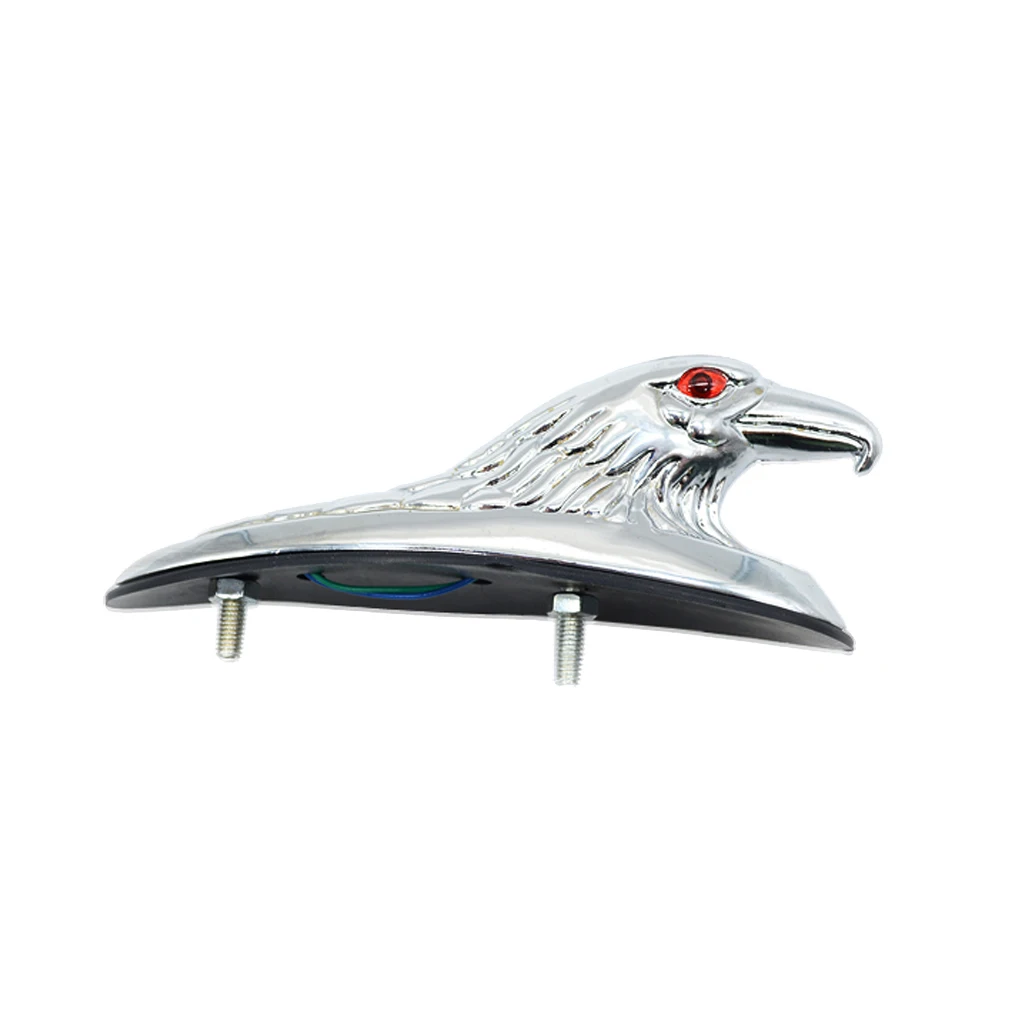 Chrome Eagle Head Ornament Statue Motorcycle Bike Mudguard Luminous