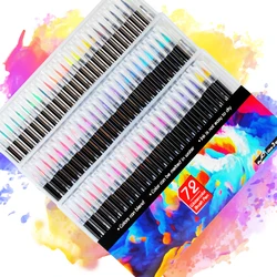 72 Colors Watercolor Brush Pens Art Marker Pen for Drawing Coloring Books Manga Calligraphy Lettering School Supplies Stationery
