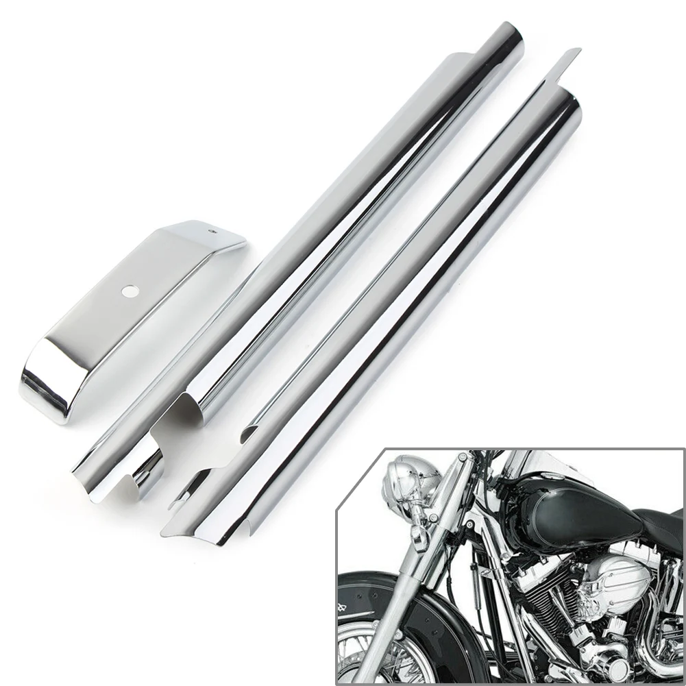 1Pair Motorcycle Frame Cover Front Chrome Down Tube Cover For Harley Softail Fat Boy Twin Cam 2007-2017